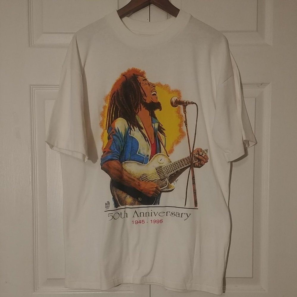 Vtg 1994 Bob Marley Jamaica Image D.Haye Hefty T-shirt 50th Anniversary '45-'95